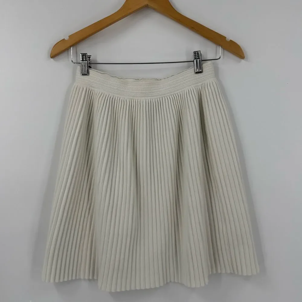 Rebecca Taylor Pleated Stretch Skirt in Alabaster | Medium